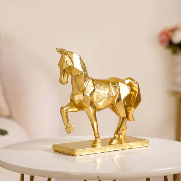 Golden Trotting Horse Decor